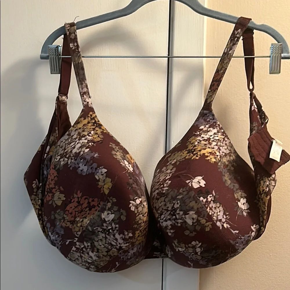Cacique Brown and Cream Satin Full-Coverage Bra